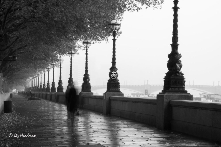 Ghostly images emerge on the Thames bankside.